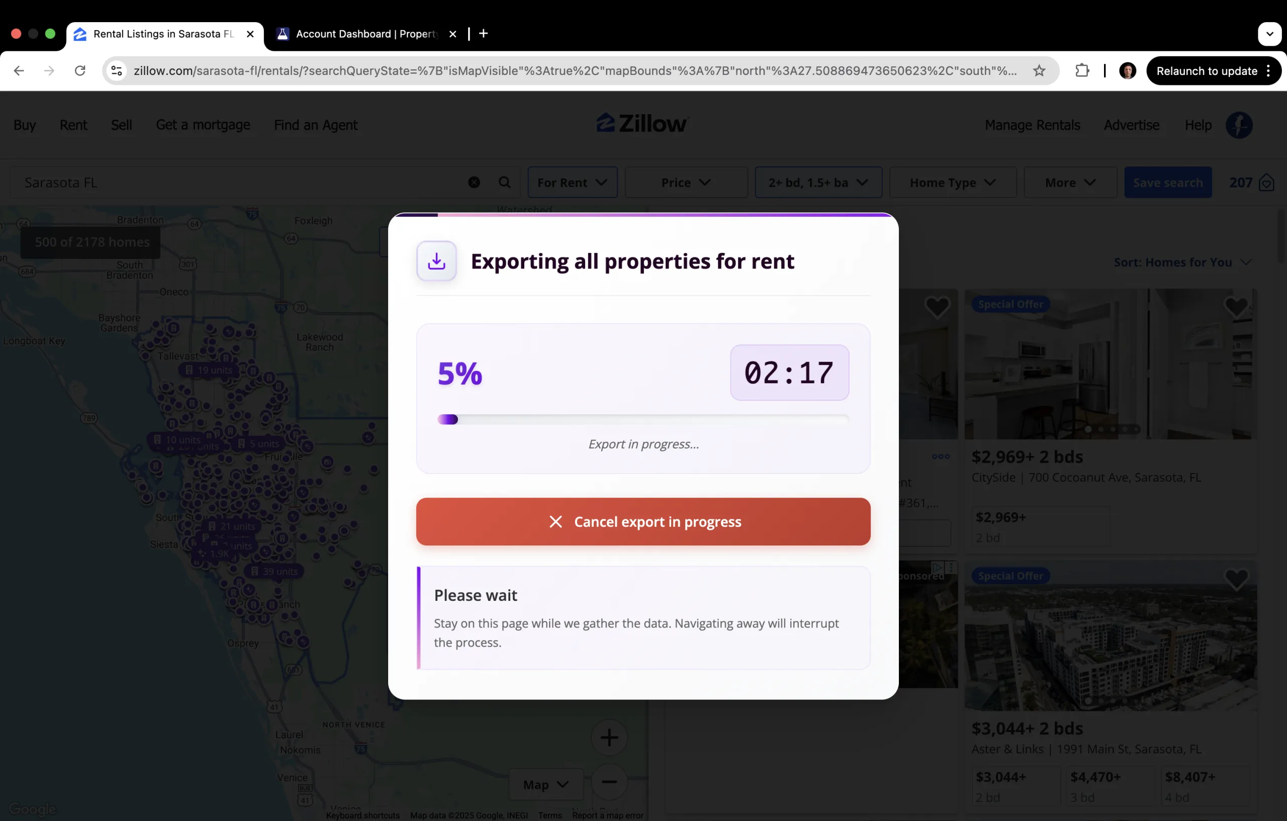 Automated export flow preview